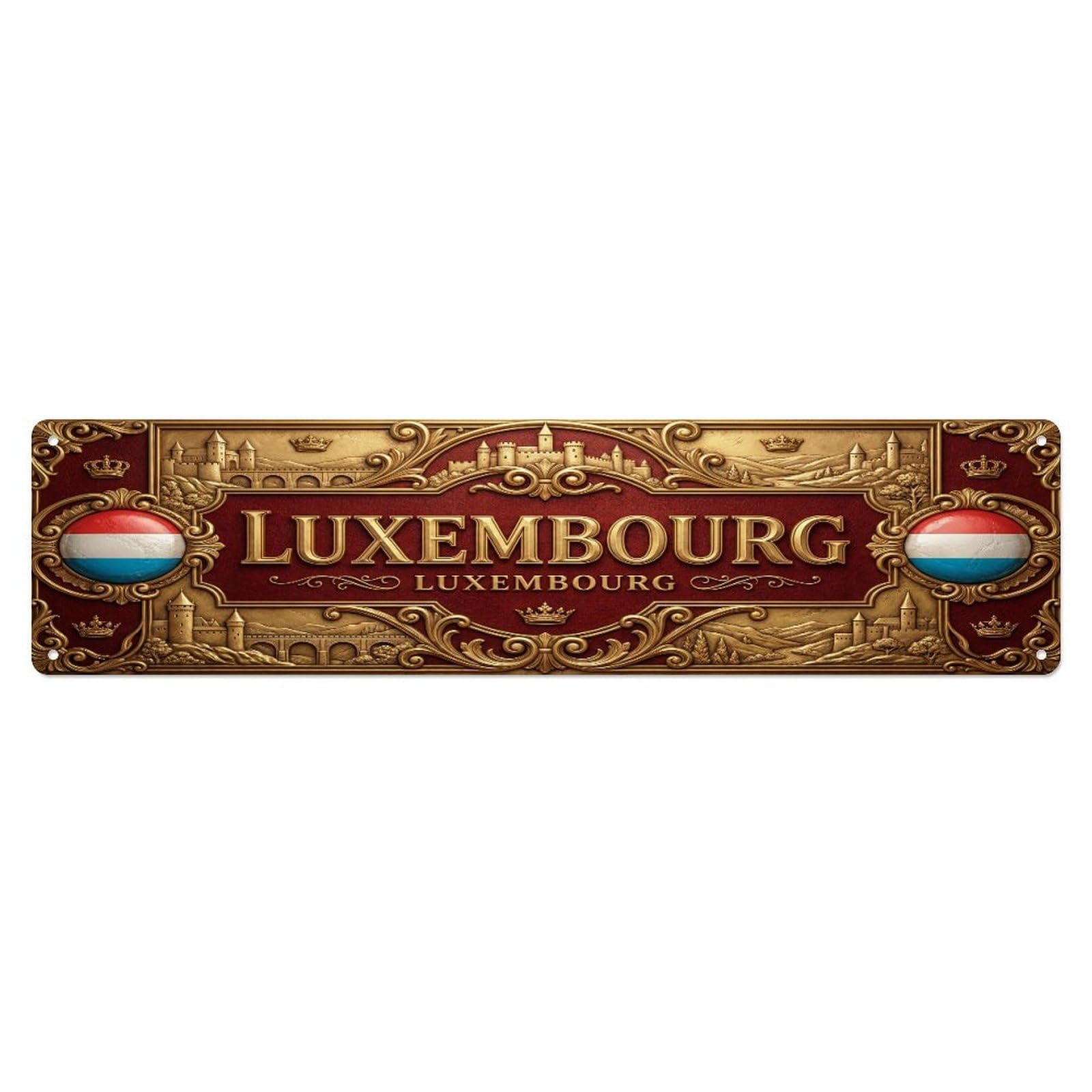 Xanthor Style Metal Tin Sign Vintage Luxembourg Luxembourg Flag Pattern
