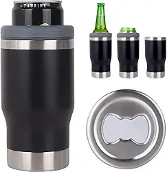 Copo termico com abridor e tampa, Copo termico para cerveja chopp bebidas gelada e quente copo multu uso (Preto)