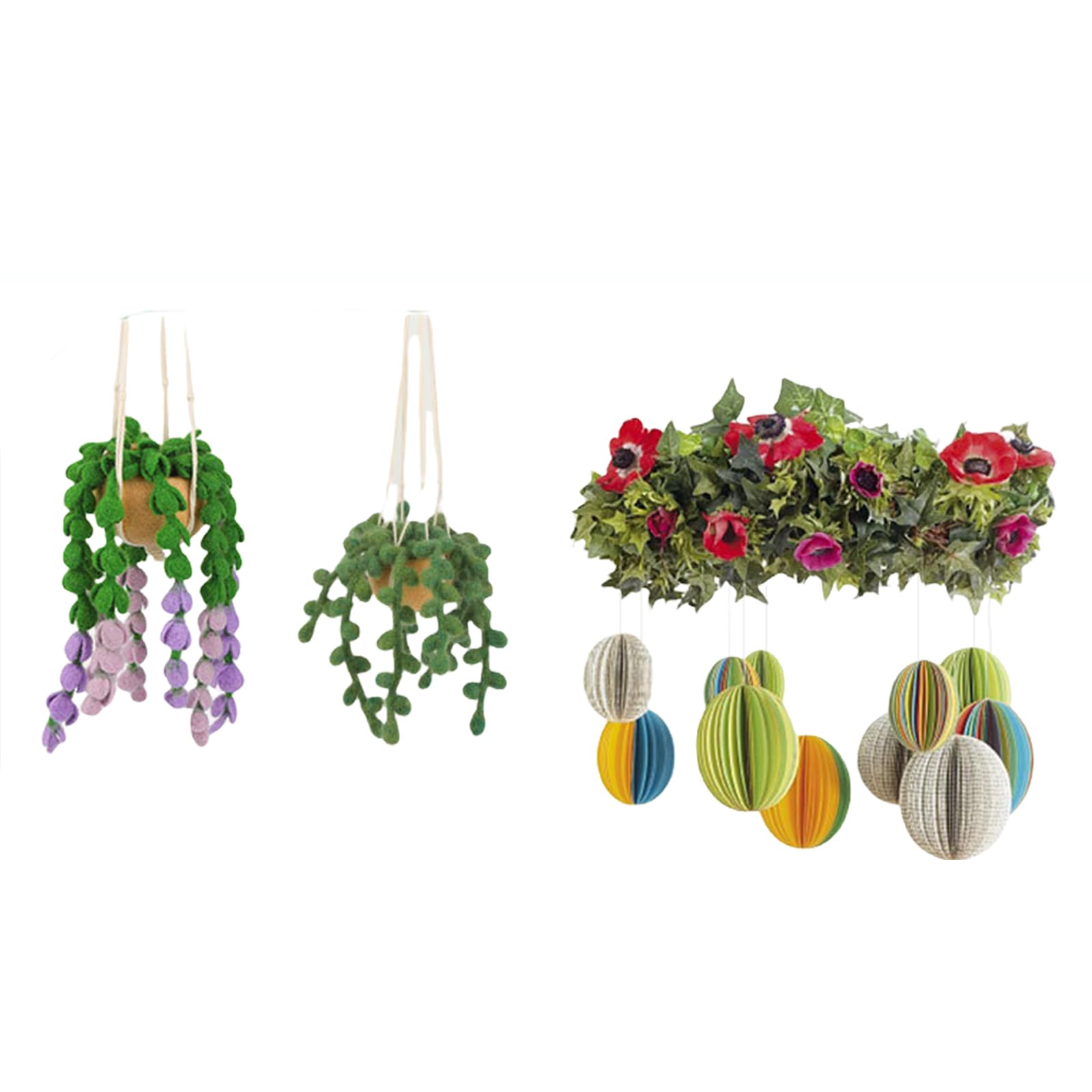 Kalttoy Hanging Potted Plant Needle Felting Supplies Beginner Needle Felting Tool with Instruction Wool Roving and Wood Handle Decoration