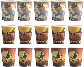 Cabilock 30 peças de xícaras de papel de Halloween, xícaras descartáveis de festa, xícaras de café, xícaras de papel de água, xícaras de papel de suco para suprimentos de festa de Halloween
