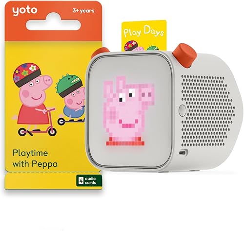 Yoto Reproductor (3 generación) + juego con paquete Peppa  Altavoz de audio Bluetooth para niños, dispositivo todo en 1 sin pantalla que reproduce