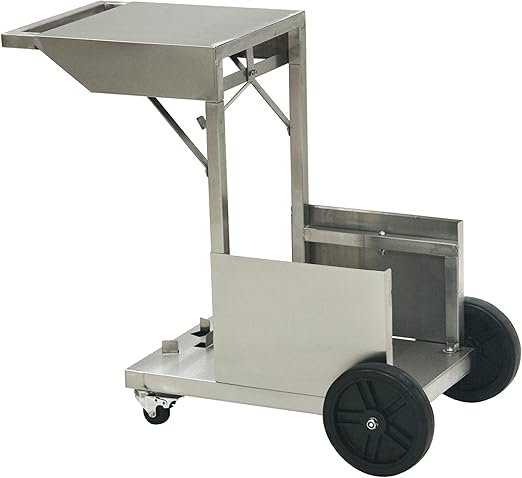 Bayou Classic 700-185 Stainless Bayou Fryer Cart Features Rubber Wheels and Locking Casters Hook Mount for Propane Tank Perfect Accessory for 4-gal Bayou Classic Fryers
