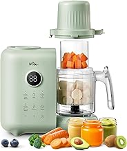 Bear 6-in-1 Dampfgarer mit Mixer Premium Babynahrungszubereiter,Dämpfen, automatisches Rühren, Milcherwärmung, Desinfektion, Selbstreinigungsfunktion, Automatische Reinigungsfunktion, BPA-frei