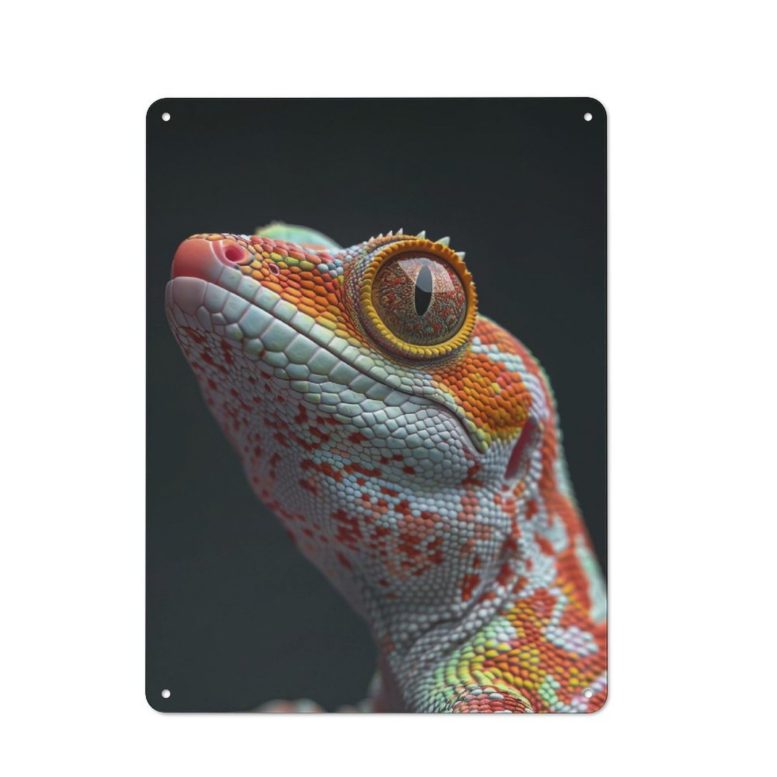 Garden Style Tin Sign 40x30cm Featuring Gecko, Shed Wall Decor for Patio Bar, Workshop, Shed Or Kitchen