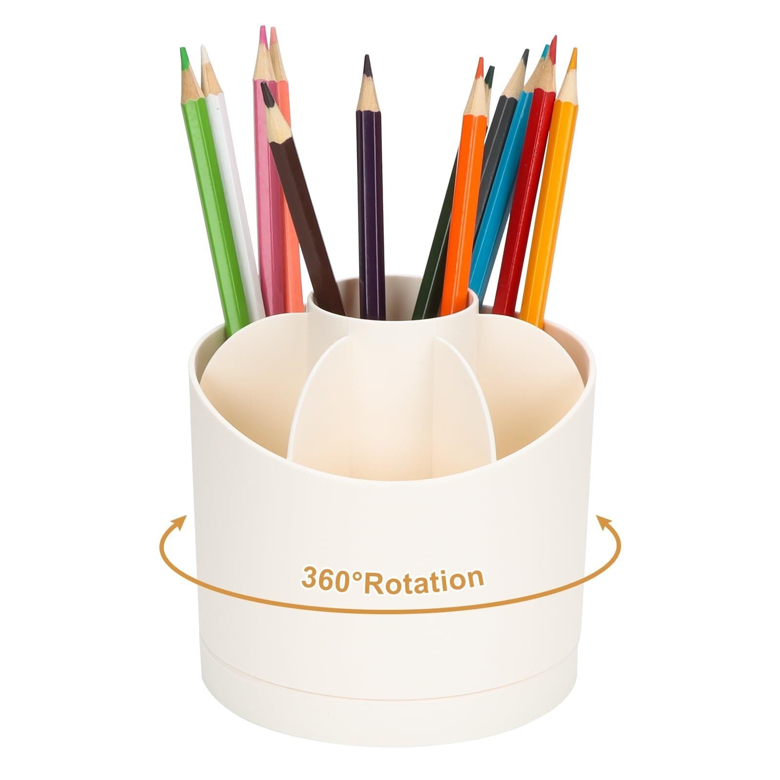 Stifteköcher Stifte Halter Bleistift- und Stifthalter mit 7 Fächern, um 360 Grad drehbar, Schreibtisch-Organizer for das Büro Schreibtisch-Organizer(Beige)