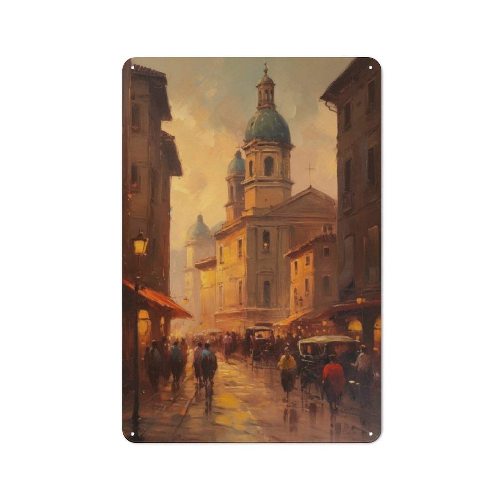Junmoney Rome Cityscape In Oil Tin Sign 30X20cm For Café Or Home Bar, Retro Wall Decor, For Garage, Workshop And Man Cave Decoration