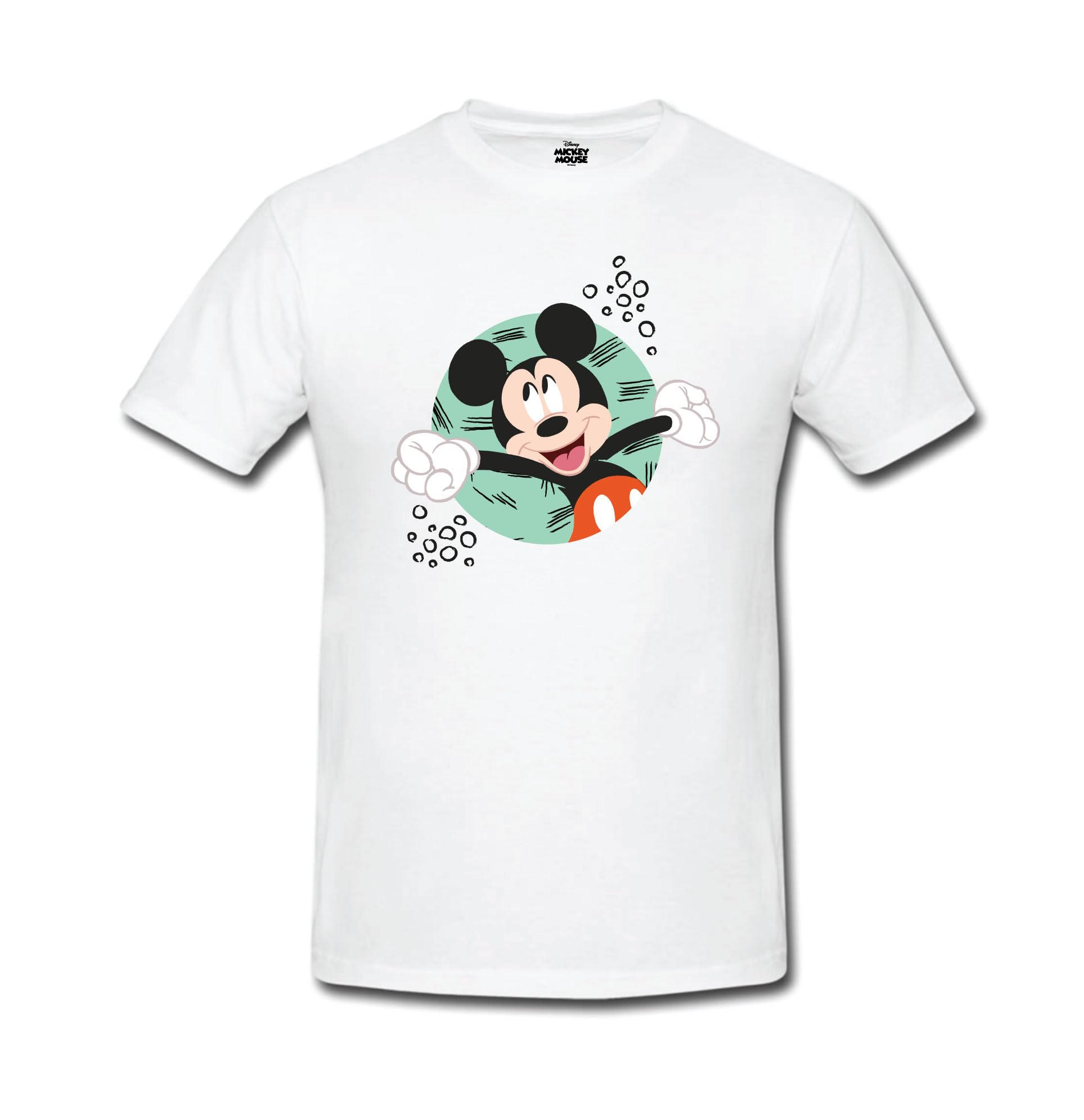 GiftmateDisney Mickey Mouse White T-shirt for Men Women Mickey Mouse Graphic Men Women Unisex Graphic Tshirt Crew Neck Regular