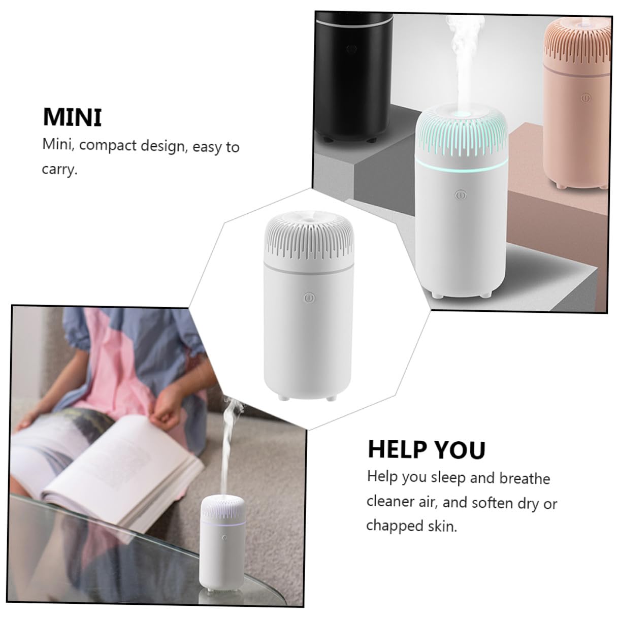 Baluue Difusor de Aroma Práctico y Mini Humidificador Ultrasónico para Coche y Hogar Portátil y Silencioso Difusor de Fragancia Esencial para Habitaciones y Oficinas
