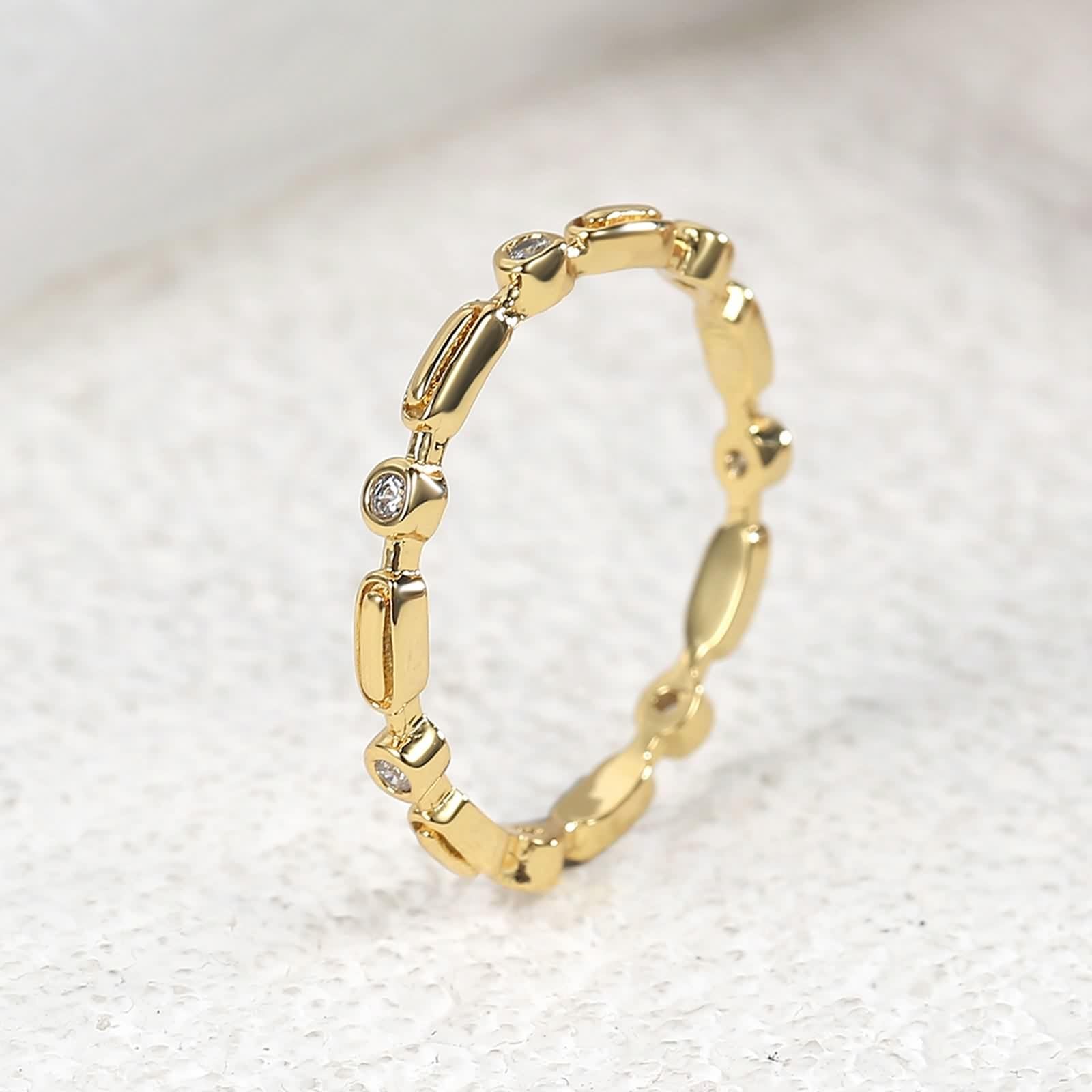 Anello Moissanite Donna, Anelli Nuziale Geometrico Oro Giallo 9K/14K/18K Regalo Di Compleanno