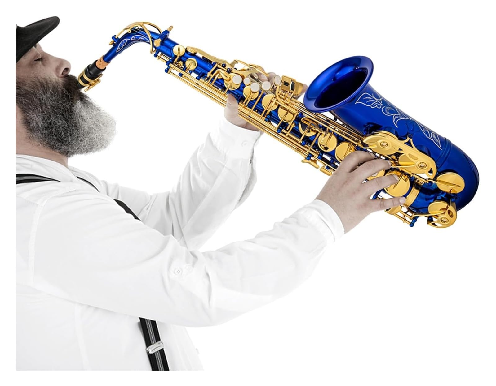 Przyciski muszli, instrumenty muzyczne, saksofon,Eb Alto Brass E Flat 802 Instrument dęty drewniany z wyciorem ściereczka rękawiczki pasek wyściełany futerał,Alto,(Blue)