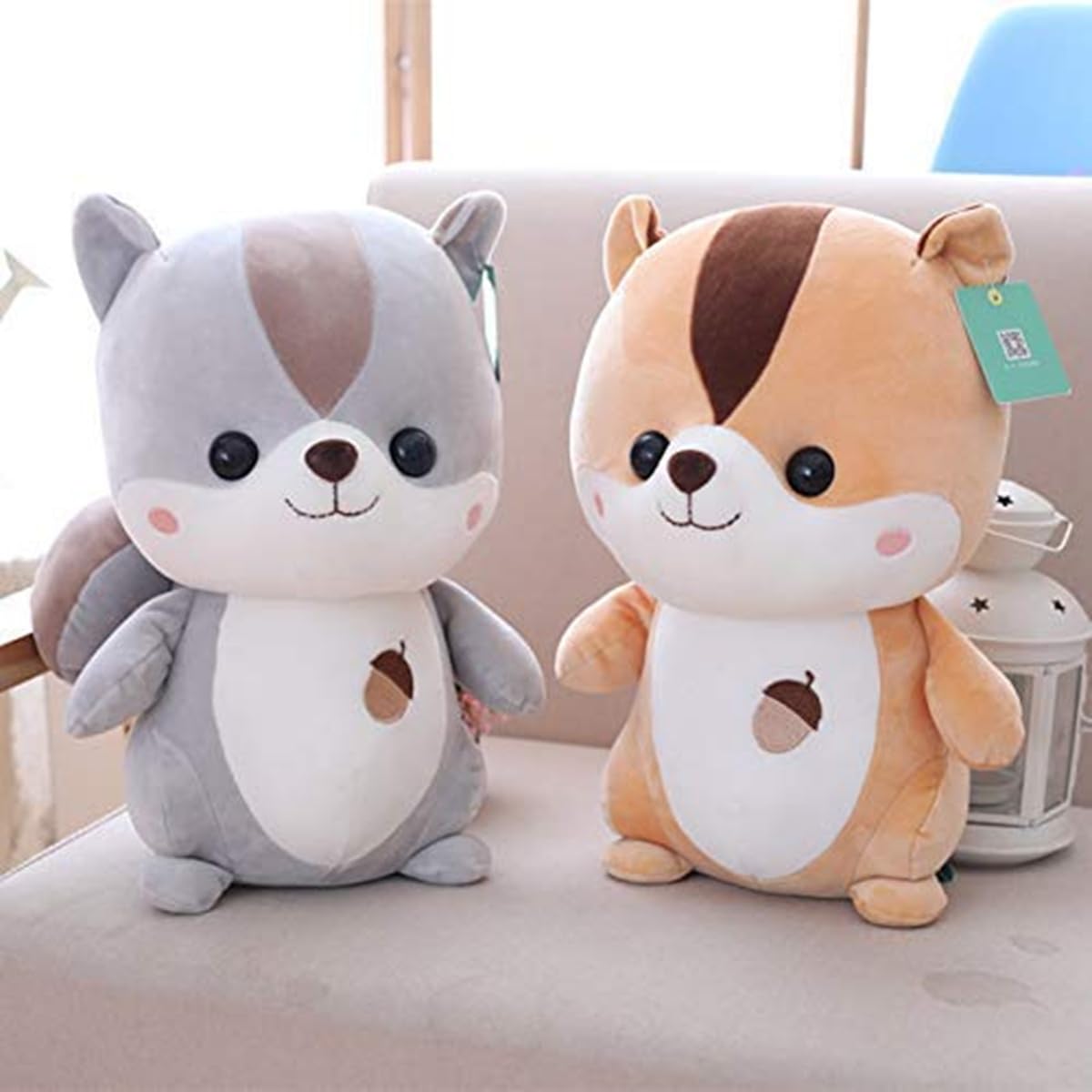 Chubby Brown Squirrel Soft Toy, Set of 2 Cute Chipmunk Plush Teddy Stuffed Animal for Girls, Boys Kids, Birthday Gift, Nursery, Room Decor – 25 cm
