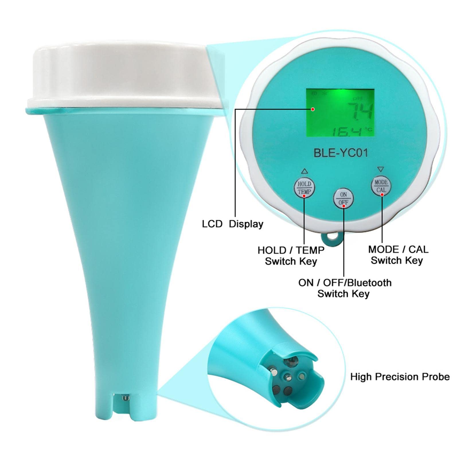 3 PCS Testeur de qualité de l'eau | pHmètre numérique | Testeur PH professionnel pour aquariums, compteur numérique, testeur multi-usage pour la qualité de l'eau 6 en 1 PH/EC/Tds/Orp