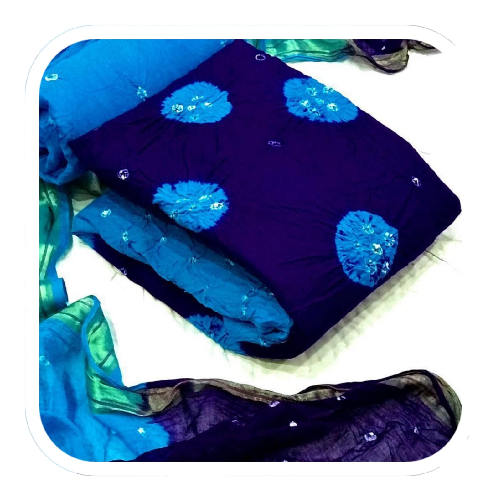 Dharmik women's Pure Cotton Bandhani/Bandhej Un-Stitched Fabric For Dress Material, Salwar Suit, Kurti