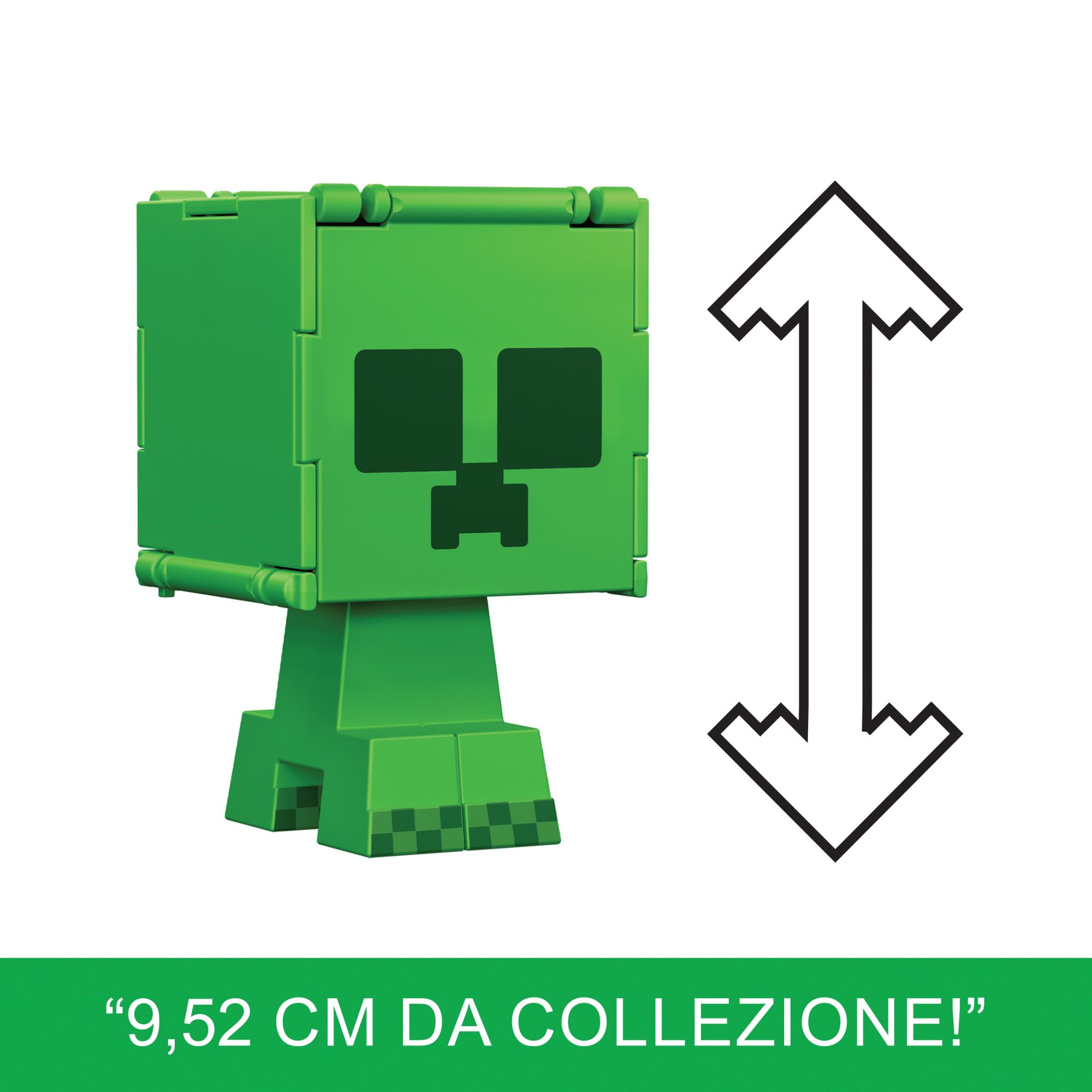 Mattel Minecraft - Flippin Figs Creeper + Creeper Caricato, personaggi 2 in 1 da 10 cm, action figures intercambiabili con design pixelato del videogioco, giocattolo per bambini, 6+ anni, HTL46