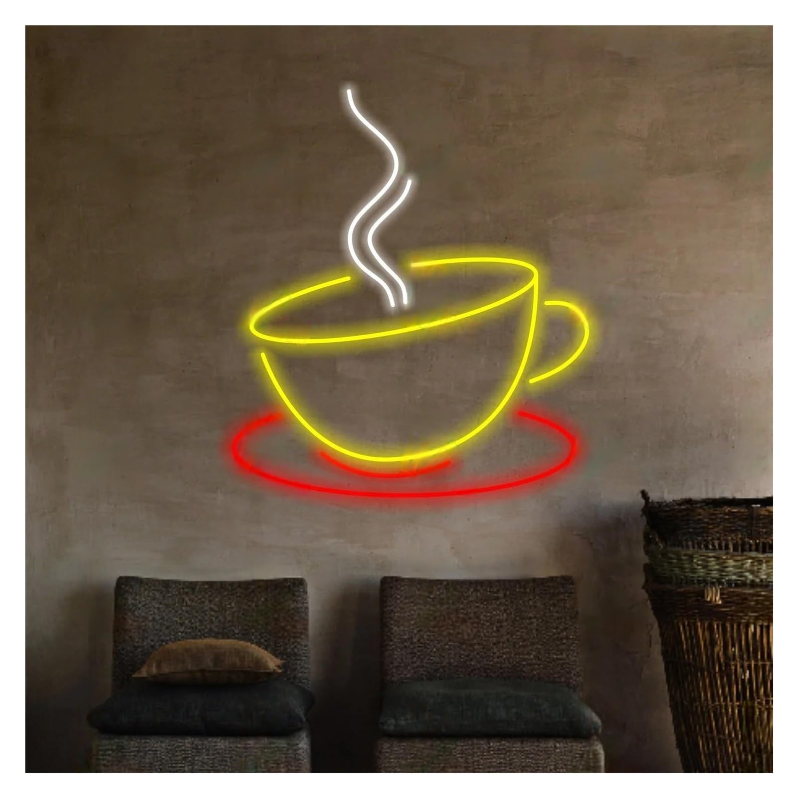 LEMST Signs Lamp Coffee Neon Signs USB Powered Adjustable Brightness Coffee Neon Lights, Suitable for Wall Hanging Decor Commercial Signs(44.32cmx50cm)