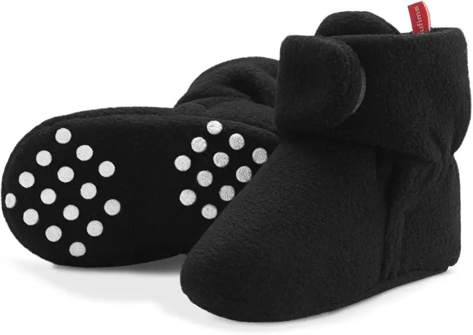 Bufims Baby Fleece Booties Newborn Unisex Booties Non-Slip Newborn Infant First Walkers Warm Shoes House Slippers for Baby Boys &amp; Baby Girls Toddlers
