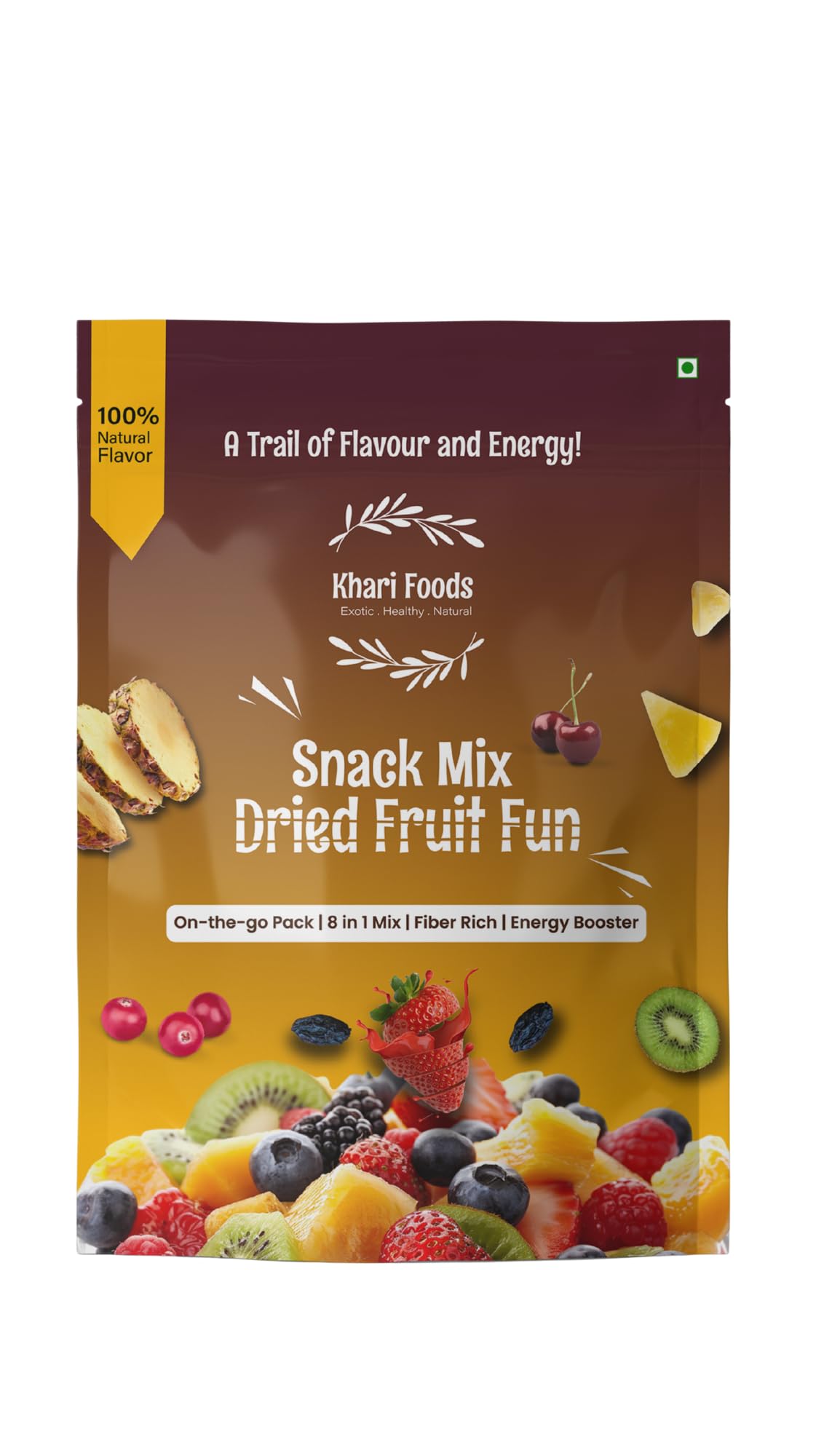 Khari Foods Dried Fruits Snack Trail Mix, Natural Blend of Dried Dates, Apricots, Kiwi, Mango & More, Fibre & Antioxidant Rich, No Additives (200g)