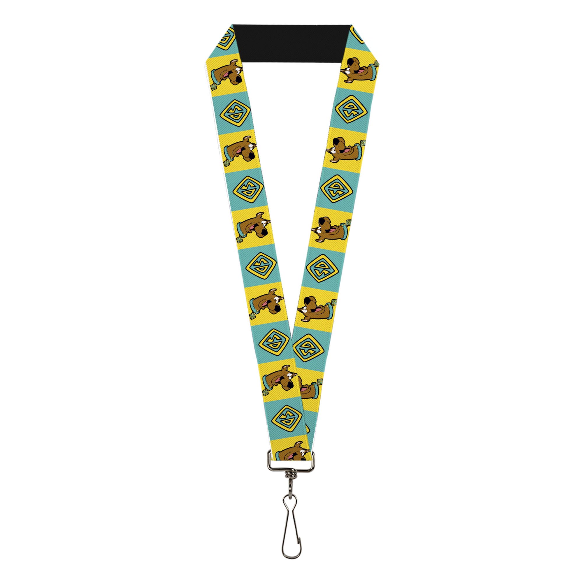 Buckle-Down Scooby Doo Lanyard, Scooby Doo Pose and Dog Tag Blocks Yellow Blue, Elastic