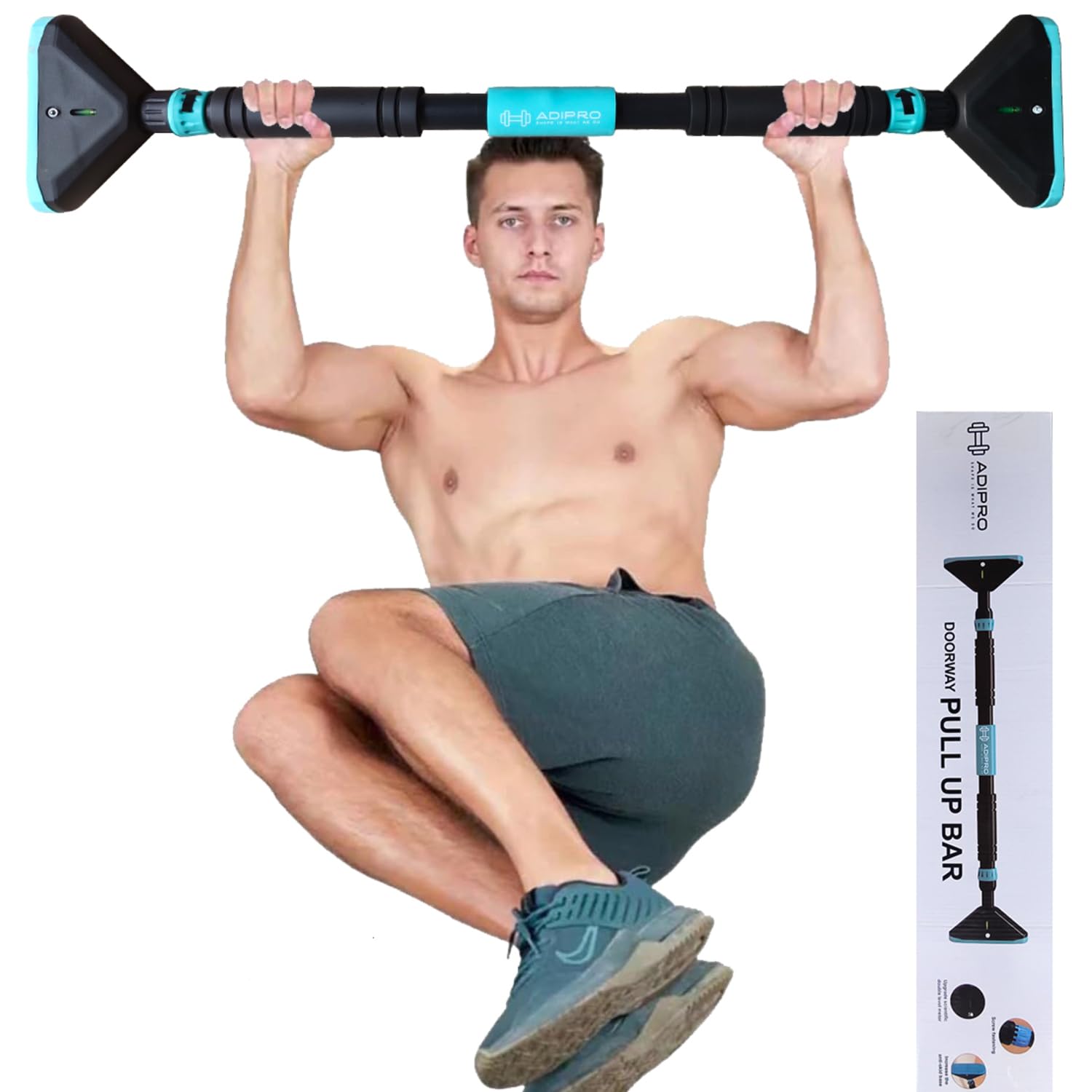 Doorway Pull Up Bar for Home and at Gym Workout Without Screw | Chin up Rod Exercise Equipment With Lock Mechanism | Door Wall Pullup Hanging Stick to Increase Height