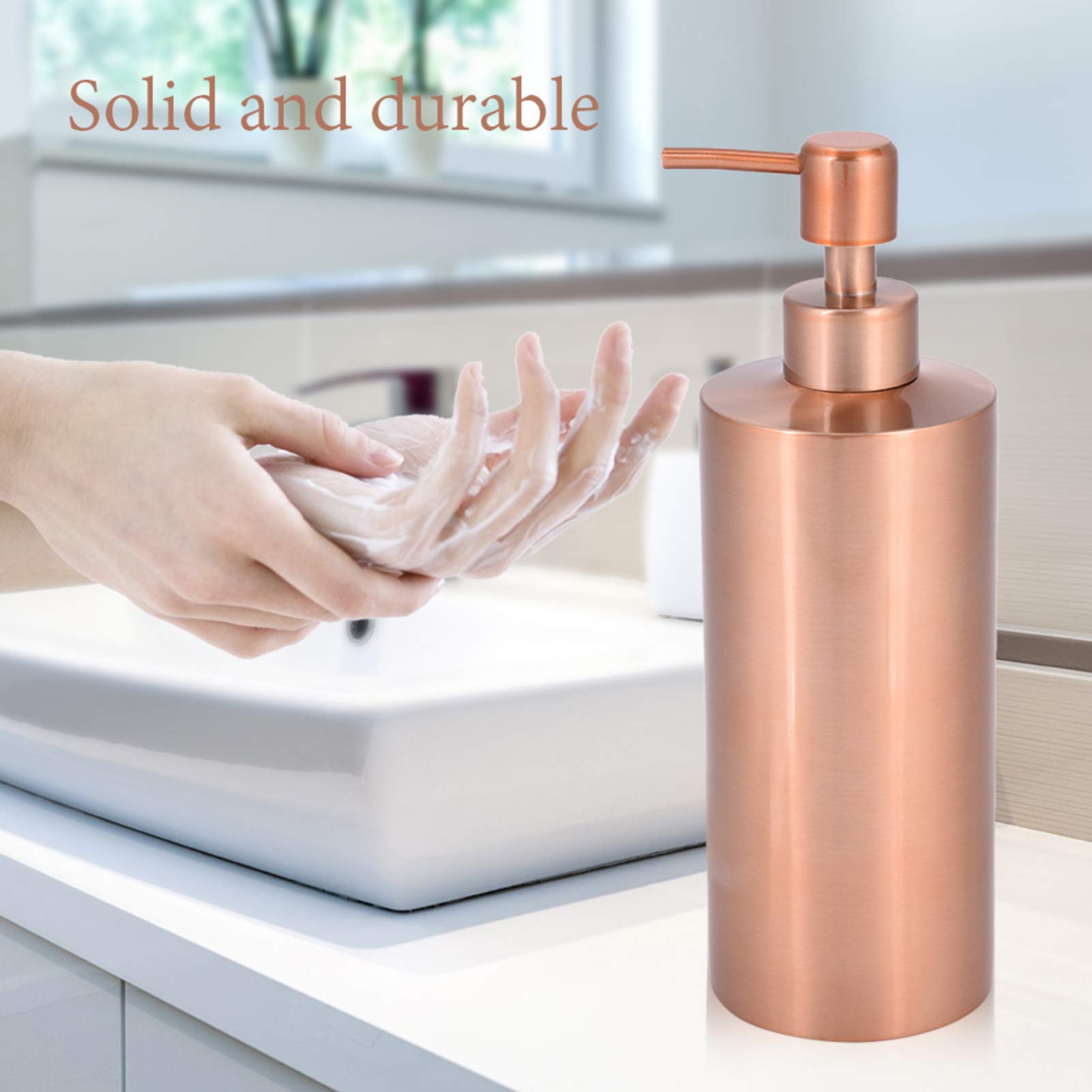 Tbest Ld, dozownik Sapone Oro, Porta Sapone Rosa, miedziany diament i cięty dozownik mydła pompa ze stali nierdzewnej kuchnia łazienka blat ręczna pompka dozownik mydła w płynie butelka balsamu 350 ml