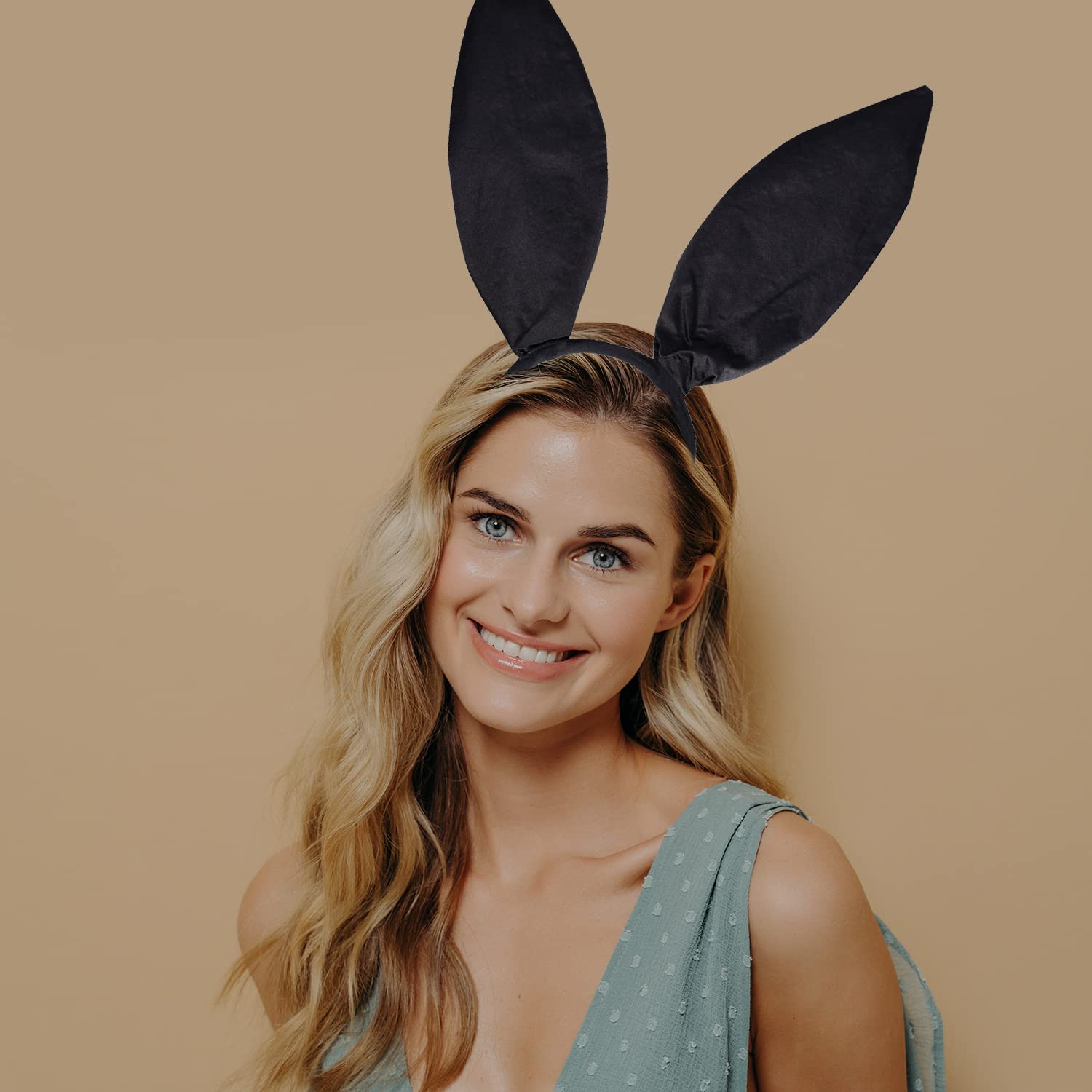Lezevn 10 Pieces Bunny Costume Set Black Bunny Ears Cosplay Set Rabbit Ear Headband Bow Tie Cuffs Tail for Halloween Cosplay Party - Image 2