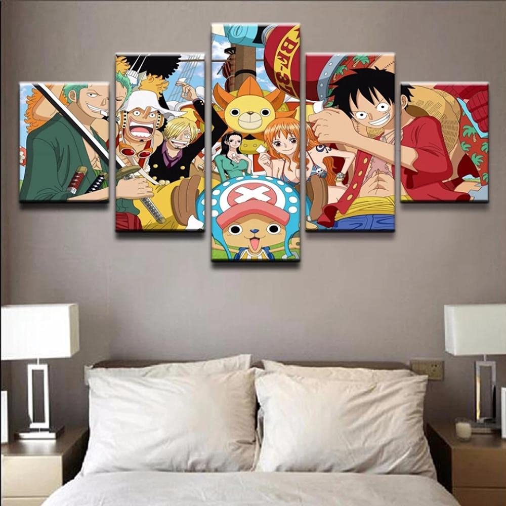 MPPSU Poster One Piece 5 Pièces Avec Cadre 150x80cm - Décoration Murale Anime