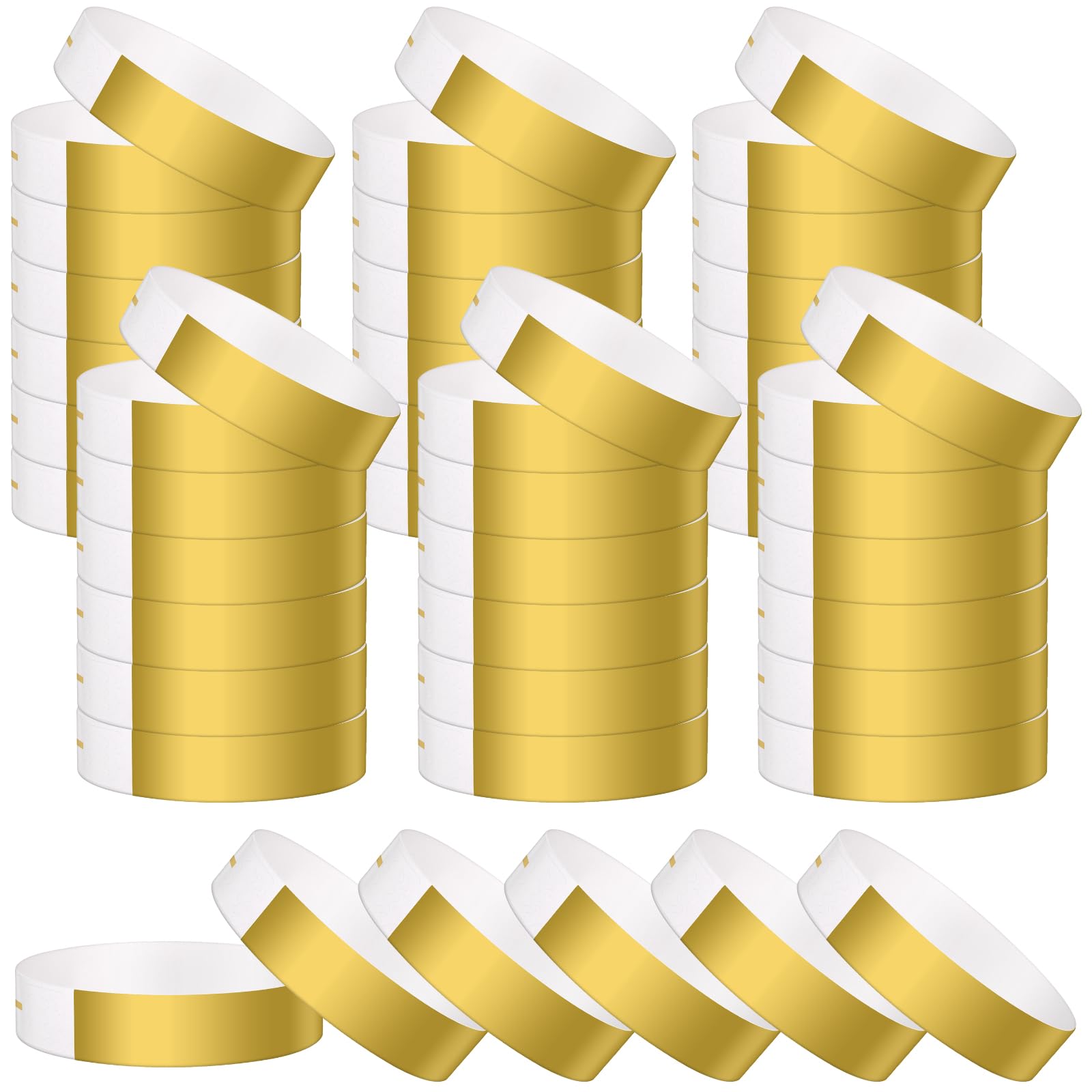 Paquete de 400 pulseras de papel para eventos, pulseras de papel resistentes al agua para eventos, festival de música, concierto, concurso (dorado)