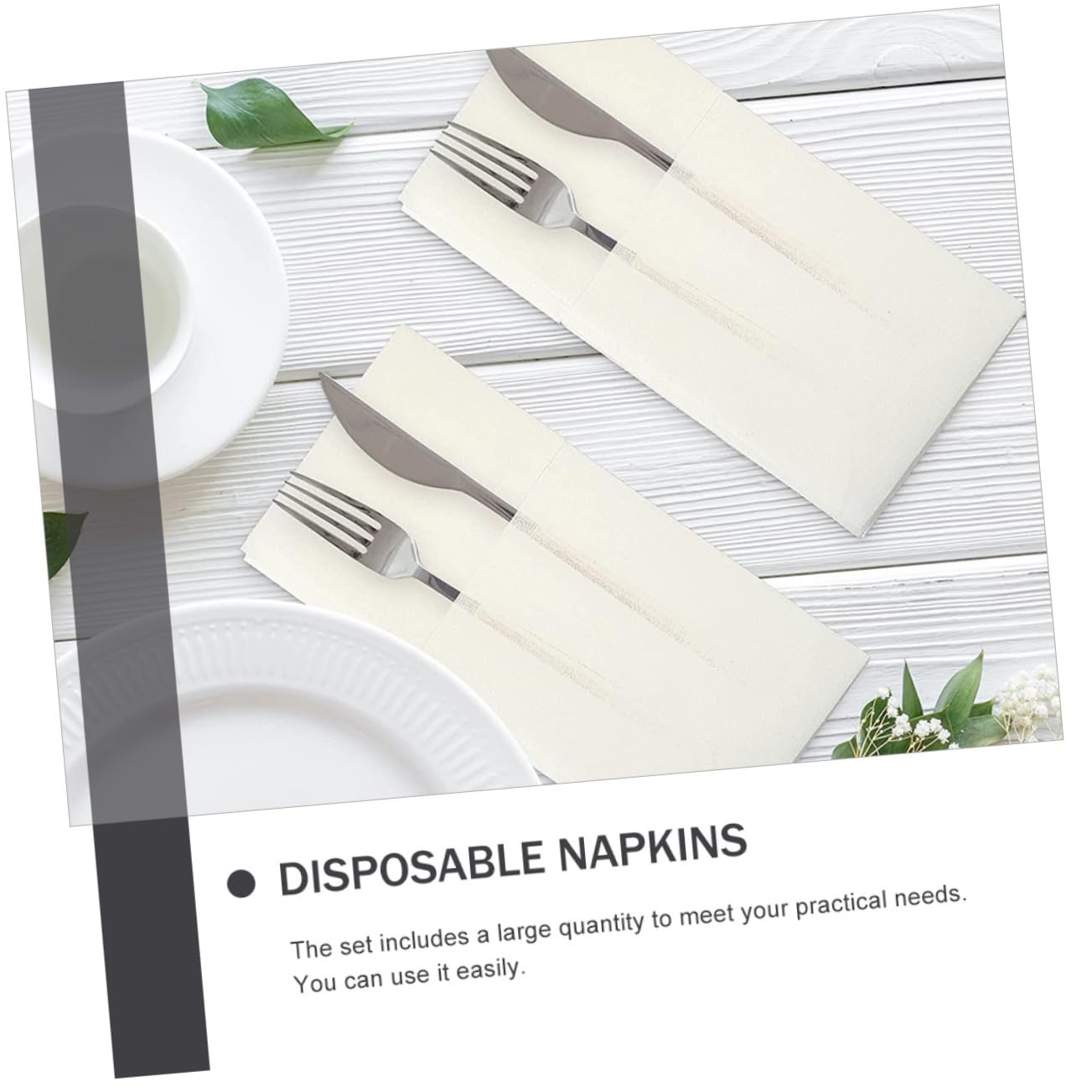 LABRIMP 50 Pezzi Tovaglioli da Tavola in Carta Bianca, Semplice Apertura, per Posate e Stoviglie, per Feste e Barbecue