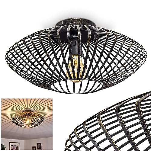 HOFSTEIN Deckenleuchte Wemude – Schwarze Metalllampe, Vintage Design, 40 Cm Durchmesser, E27-Fassung