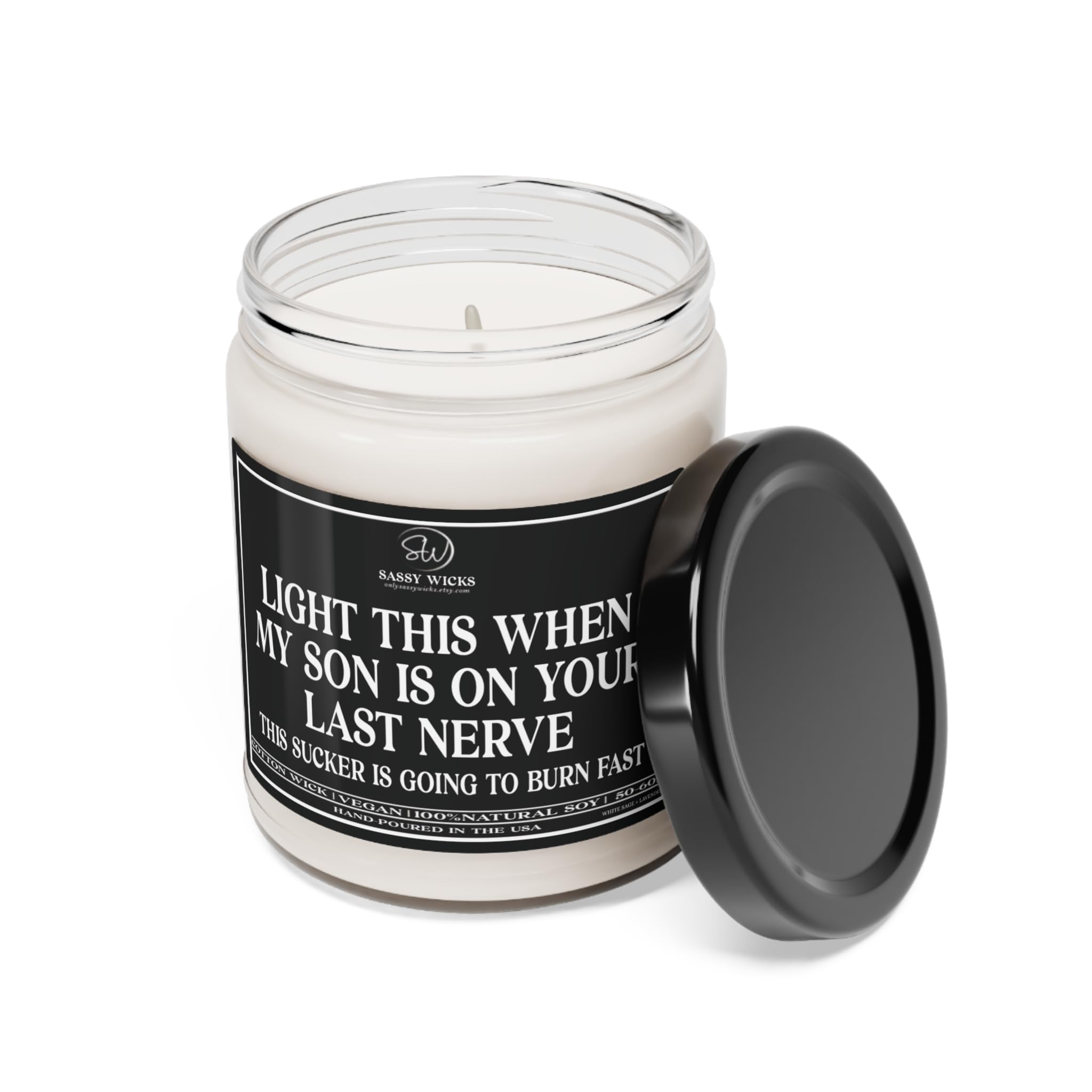 Light This When My Son is On Your Last Nerve, Funny Daughter in Law Gifts from Mother in Law, Bridal Shower Gift, 9oz Soy Candle (White Sage + Lavender)