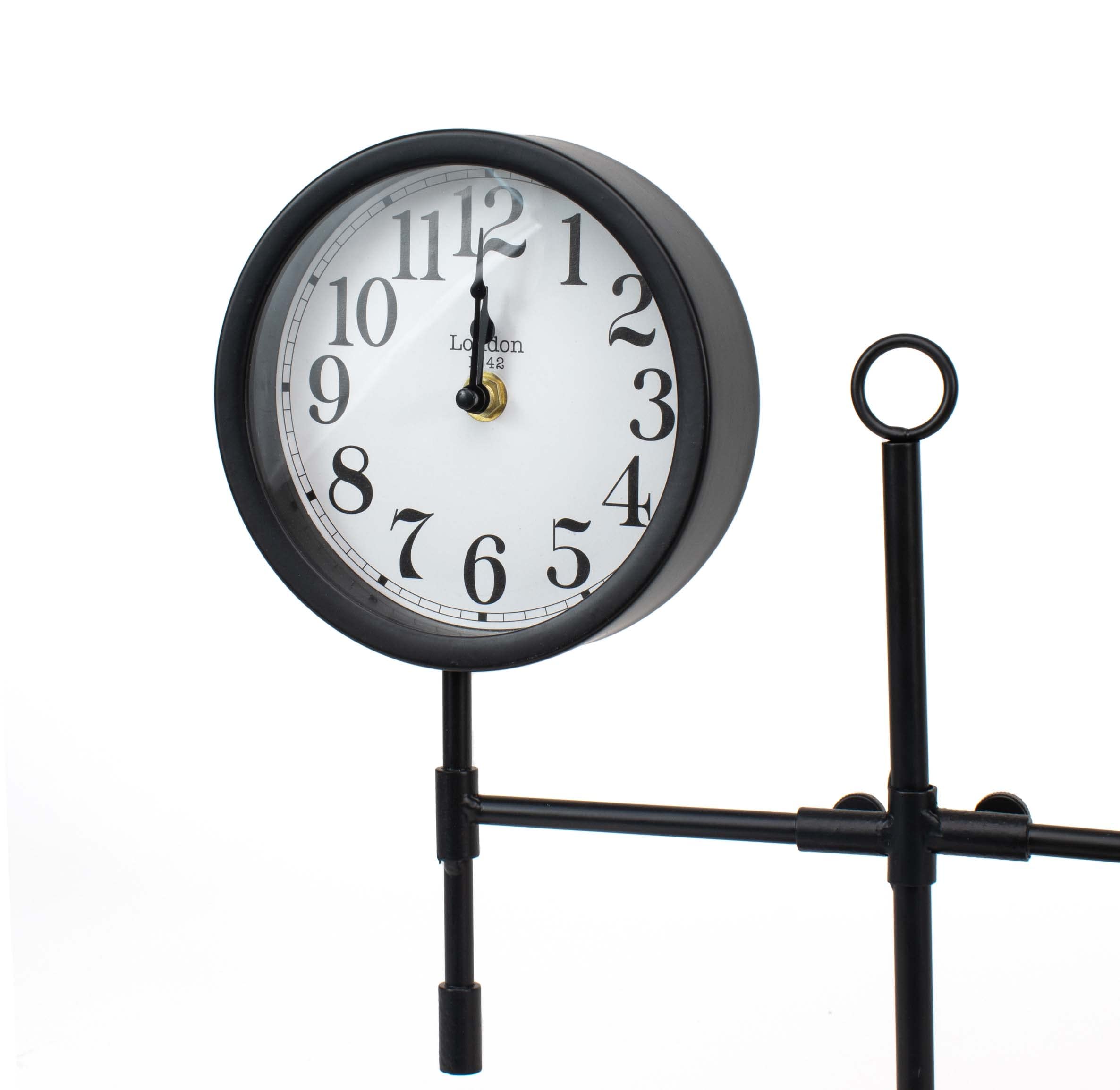THE SECRET HOME Reloj Decorativo Analógico de Sobremesa en Madera y Metal - Ideal para Recibidor, Salón, Dormitorio - 42 x 40 x 10 cm (Modelo 4)