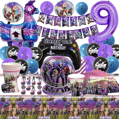 Bemoseng Palloncini Fortni C-ompleanno 9, Decorazione Compleanno Dei Videogiochi, Set di Articoli er Feste per Videogioch, Decorazione Compleanno de Videogiochi, Palloncini Toppers Cupcake
