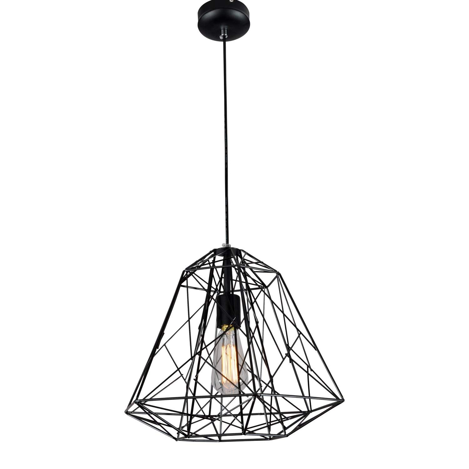 Lustre diamant en fer forgé E27 suspension de grange rétro indus max 60W