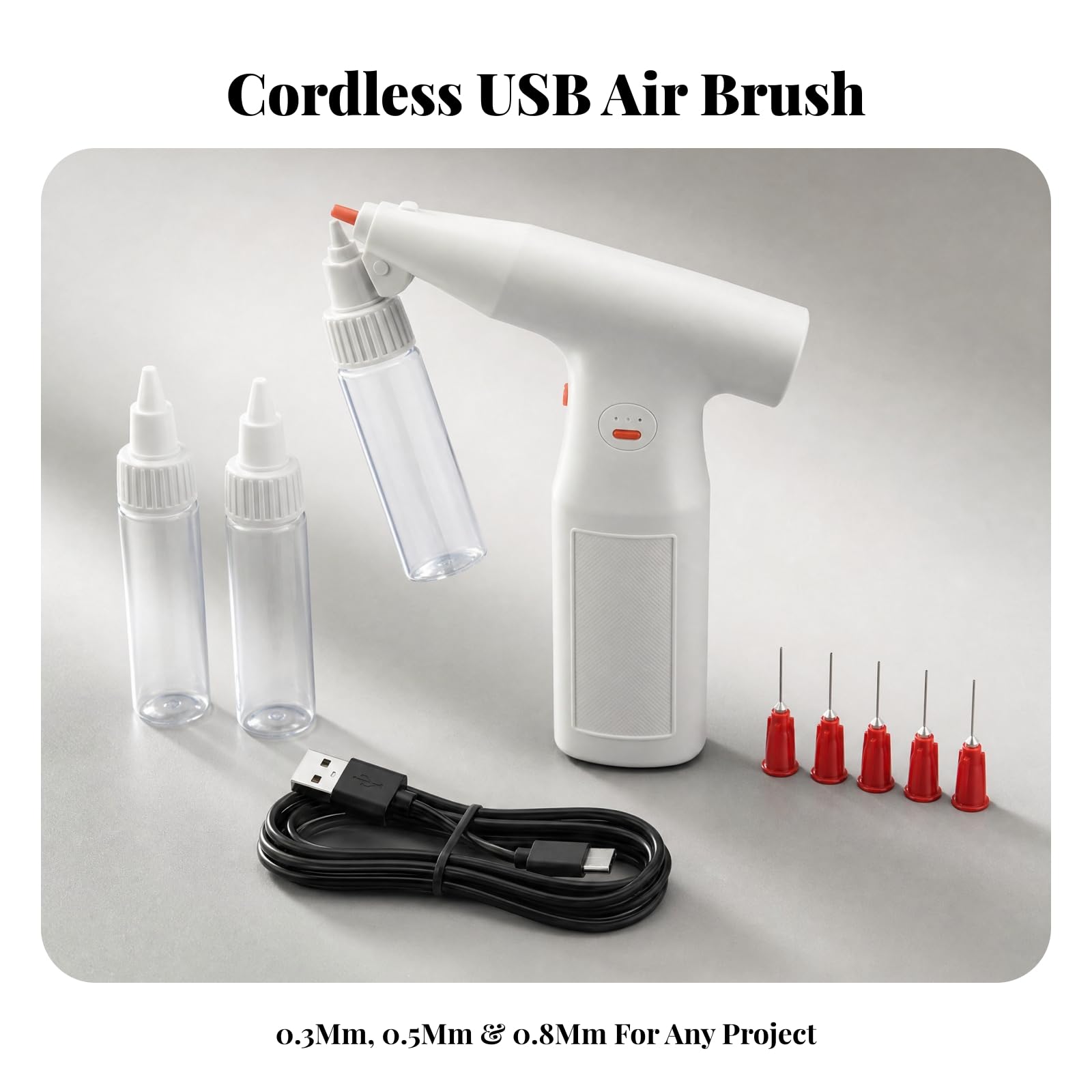Pistola a Spruzzo con 3 Ugelli Intercambiabili Portatile Aerografo USB con Contenitore Rimovibile Professionale per Hobbisti, Postazione Hobby