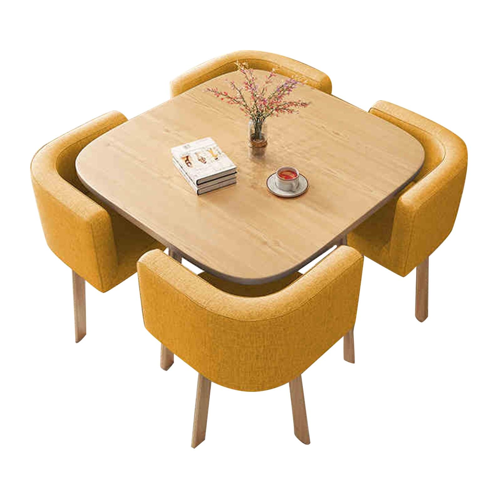 JHDXL Tavolo da Conferenza per 4 persone, Combinazione Tavolo e Sedia per Reception per ufficio, Tavolo da Balcone Moderno con Sedie per Sala Soggiorno(Yellow)