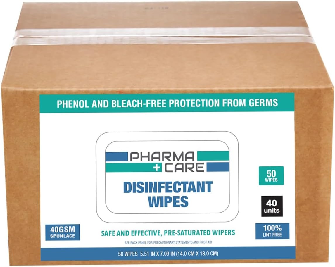 PharmaCare Advanced Formula 70% Alcohol Wipes - (50 Count) 40 Packs (case)