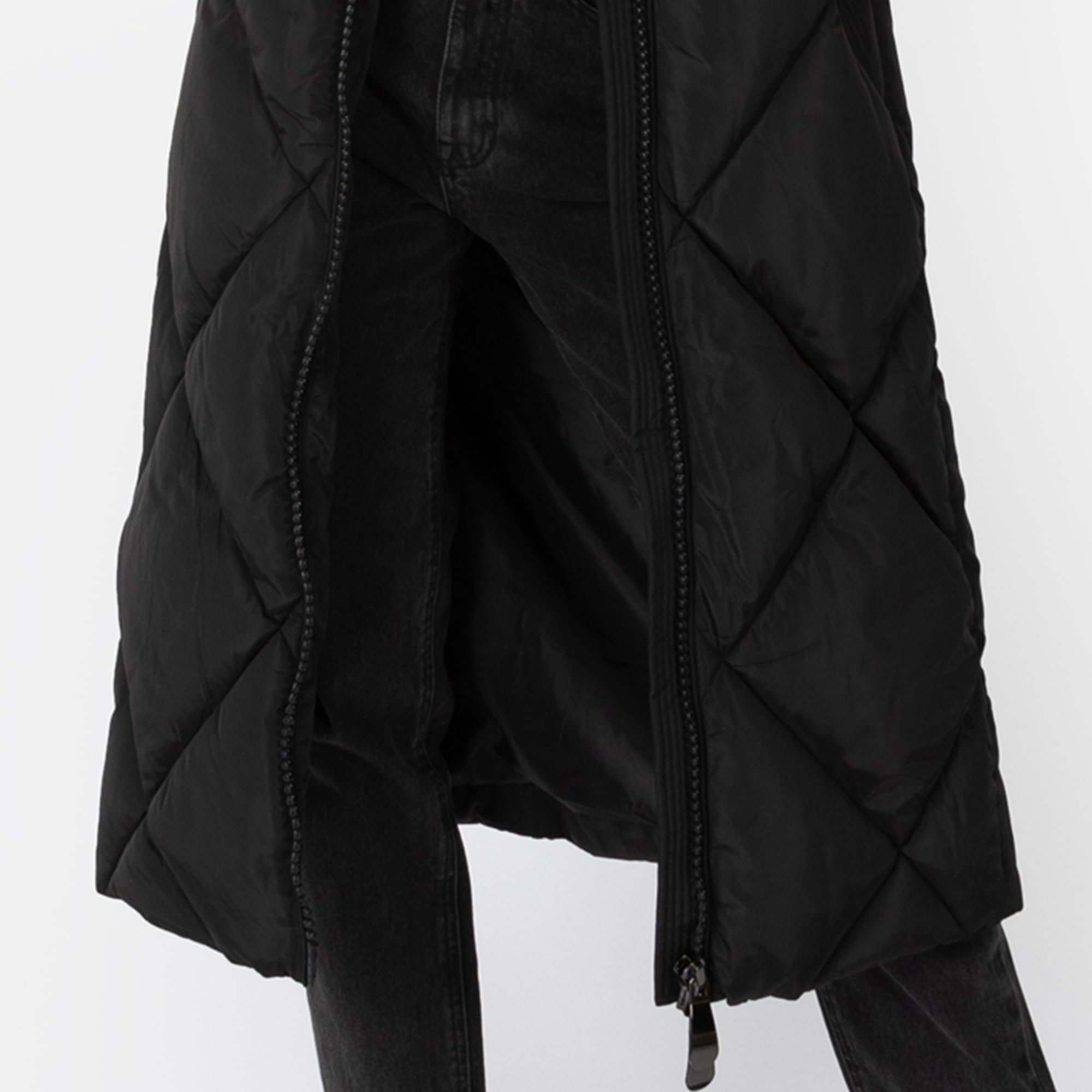 Lovedrobe Women's Winter Jacket Ladies Coat Puffer Removable Faux Fur Hood Pockets Quilted Padded Longline Puffa Outerwear Capa Mujeres