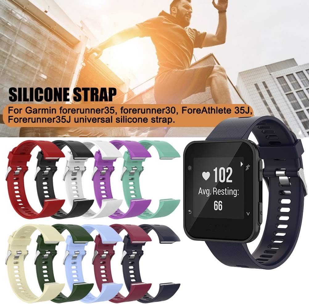 Watch Strap Compatible for Garmin Forerunner35 / Forerunner35J / Forerunner 35 / Forerunner 30 Silicone Replacement Watchband with 4 Replacement Screw - Image 4