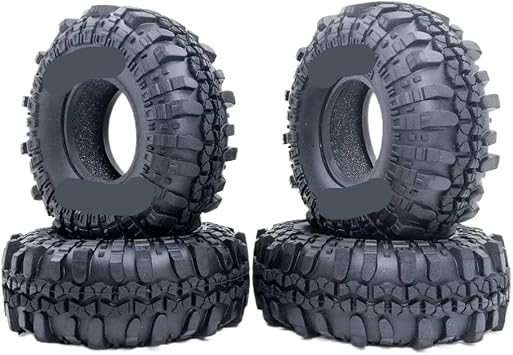 4Pcs 1.9 Inch 110mm Rock Crawler Tires with Solid Beadlock Wheel Rims Compatible With 1/10 Scale, D110, TF2 RC Rock Crawler Cars