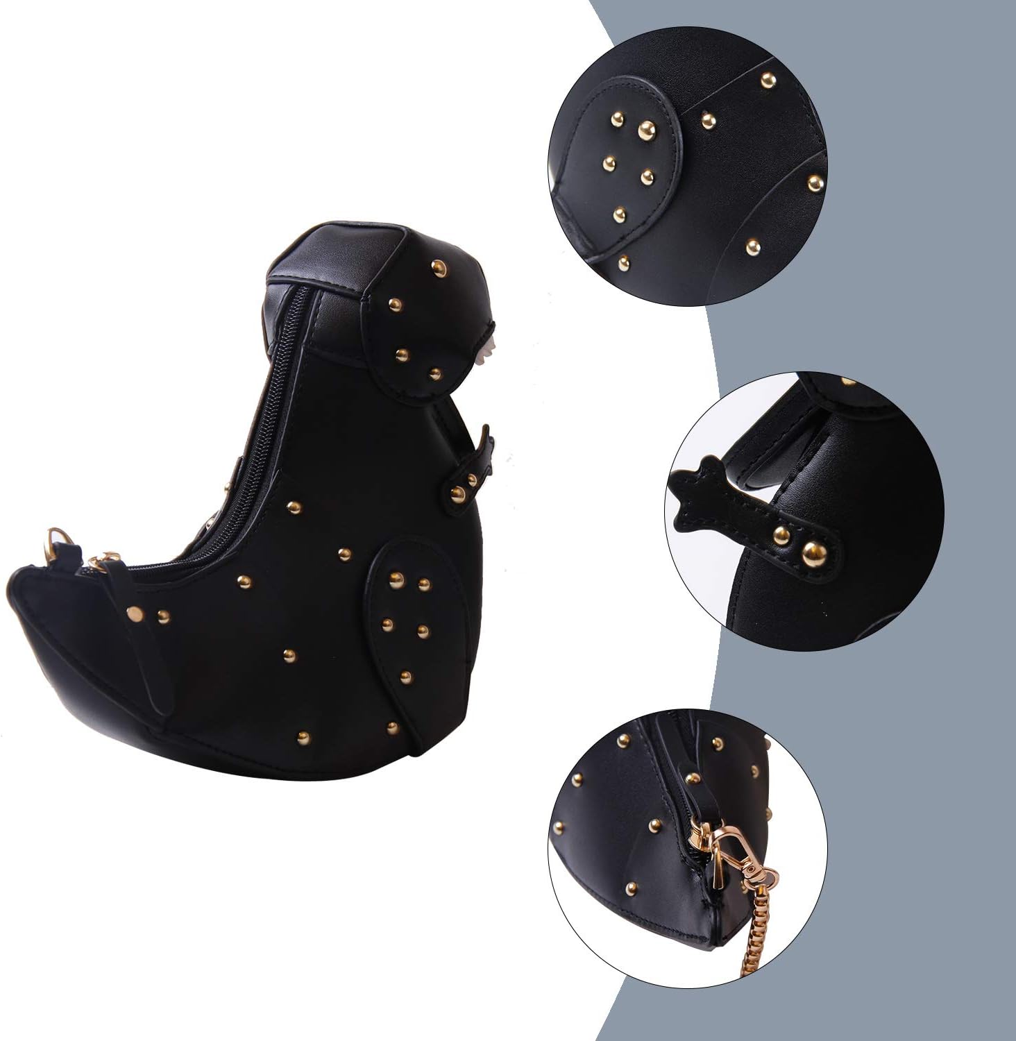 SUKUTU Upgrade Dinosaur Shape PU Leather Rivet Purses for Women, New Girls Crossbody Purses Shoulder Bag - Image 4