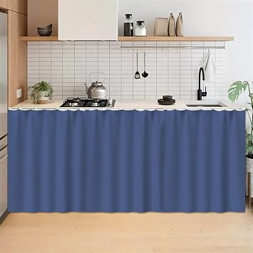 Cabinet Curtains Shade Short Curtains Dustproof and Waterproof Window Shades Doorway Curtain Closet Curtain for Kitchen Cafe Closet Storage Room Blue 23.6" W x 39.4" L