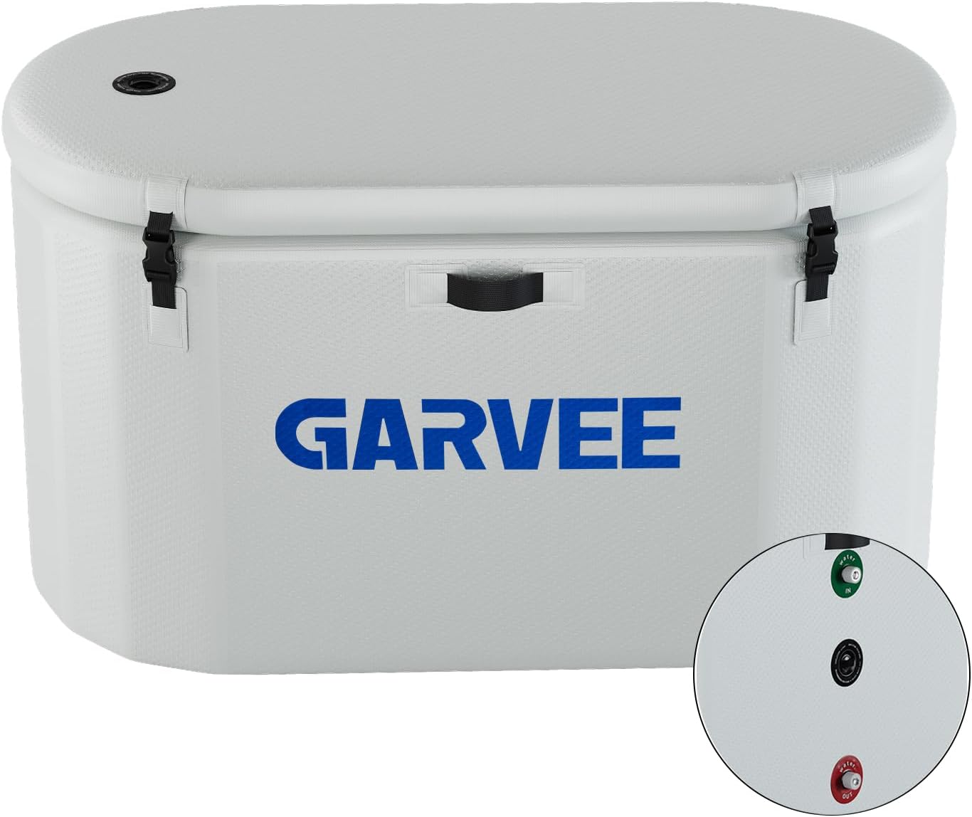 GarveeTech Ice Bath Tub for Athletes, Compatible with Water Chillers, 186Gallon Inflatable Cold Plunge Tub with Insulated Lid, Portable Cold Water Therapy Ice Pod for Recovery (Black, 186Gallon)