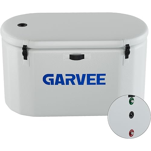 GarveeTech Ice Bath Tub for Athletes, Compatible with Water Chillers, 248Gallon Inflatable Cold Plunge Tub With Insulated Lid, Portable Cold Water Therapy Ice Pod for Recovery (White-Blue, 248Gallon)