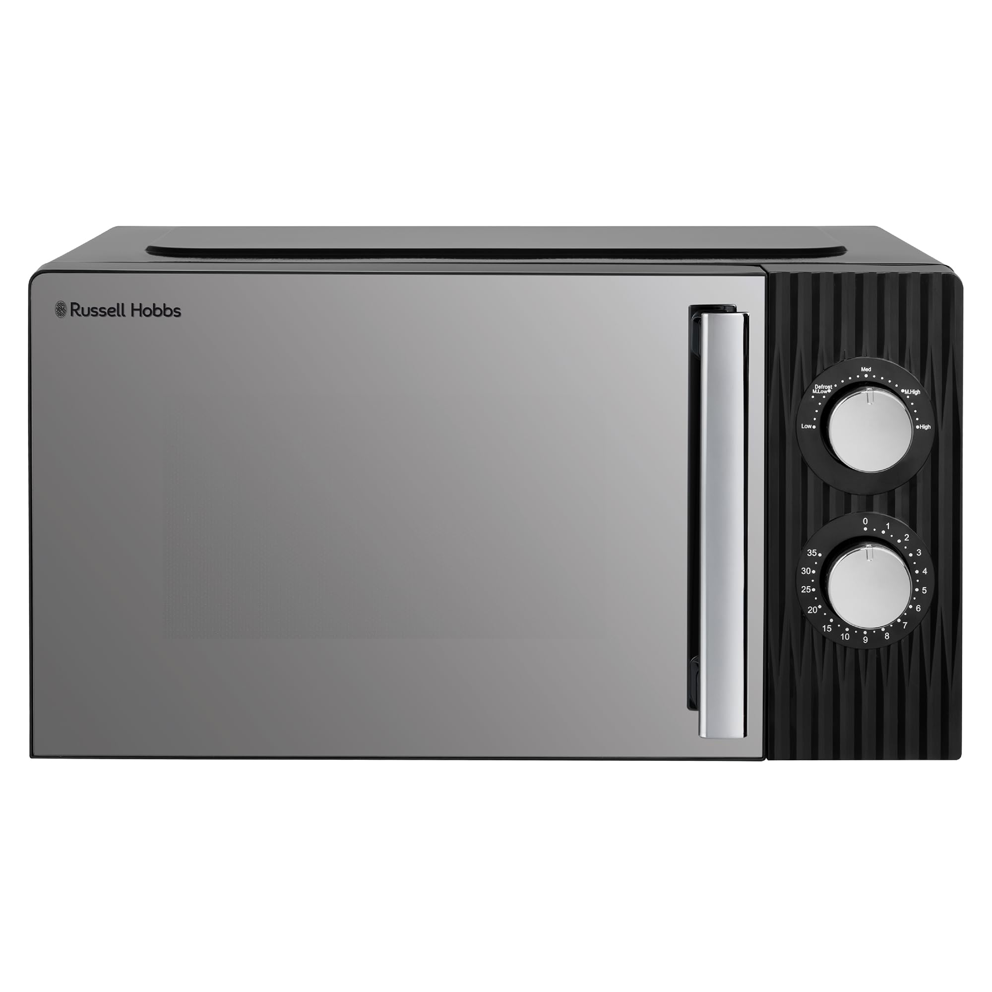 Russell Hobbs Eden 17L 700W Manual Microwave in Black with 5 Power Levels, Defrost & Reheat Function, 35 Minute Timer, Dial Controls, 1M Power Cord and Pull Handle Door, RHMM725B