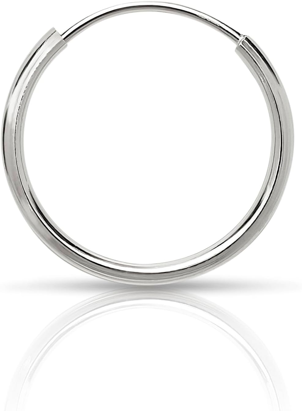 Olivia's Collection 14k White or Yellow Gold Lightweight Endless Hoop (10-20x1.0 mm), Single Piercing for Lobe, Upper Lobe, Snug, Helix, Rook, or Tragus for Women, Men, and Teens
