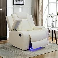 Vista 41 de Sofá reclinable individual eléctrico para muebles de sala de estar, silla reclinable de cuero con luces LED, puertos USB, almacenamiento oculto