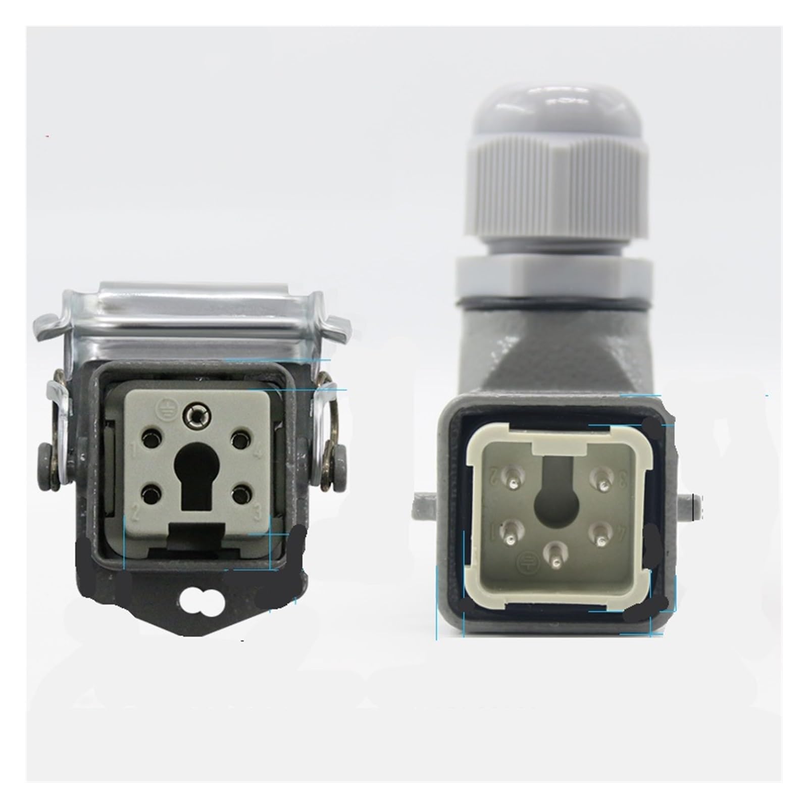 Conector de servicio pesado acodado de 5 núcleos para un flujo estable y seguro de 250V