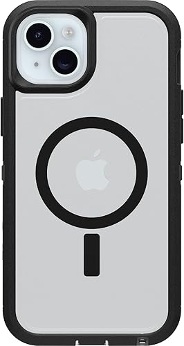 OtterBox Funda transparente para iPhone 15 Plus y iPhone 14 Plus Defender Series XT, lado oscuro (negrotransparente), sin pantalla, resistente, se disponible en Yaxa Peru
