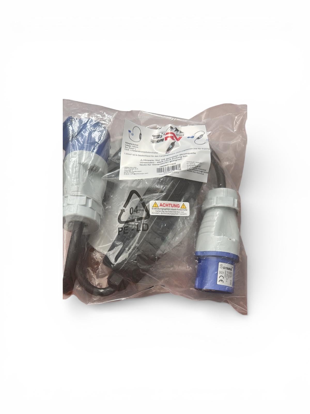 Adapterkabel 120cm 3x1,5mm² CEE mit Fehlerstromschutzschalter 16A 30mA IP44/IP55 H07RN-F Neoprenkabel