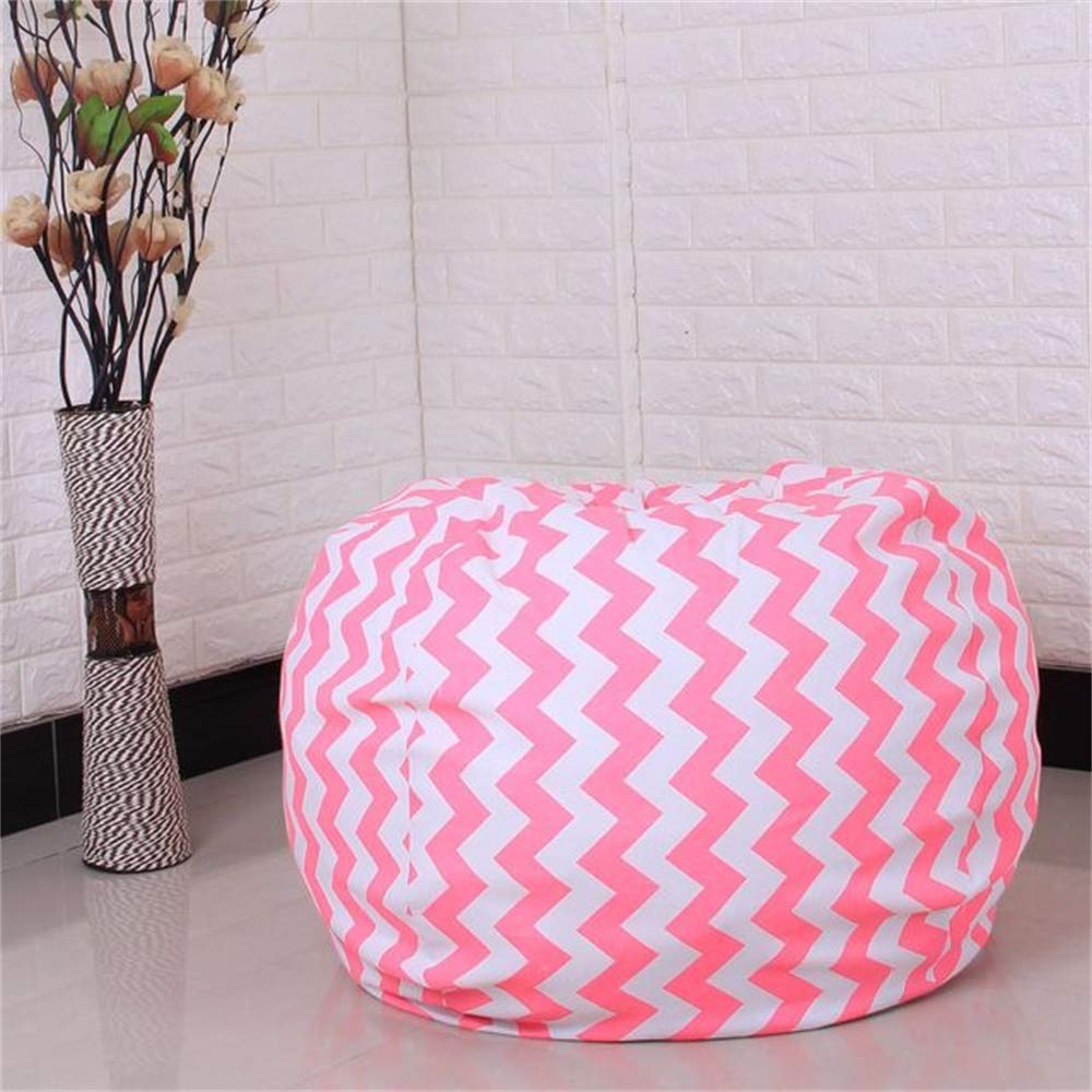 Youngshion Children Toy Storage Sulotion Bean Bag Canvas Stuffed Plush Animal Sack Organizer Chair for Quilt Clothes Blankets (Wavy Pink, 24'')